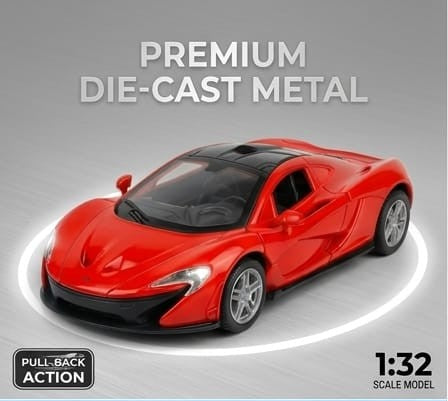 1:32 Scale Red Die-Cast Sports Car Toy with Pull-Back Action & Alloy Wheels