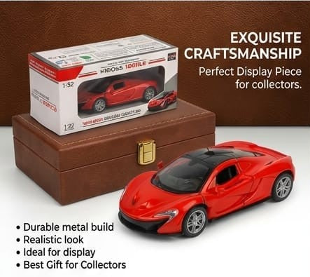1:32 Scale Red Die-Cast Sports Car Toy with Pull-Back Action & Alloy Wheels