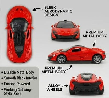 1:32 Scale Red Die-Cast Sports Car Toy with Pull-Back Action & Alloy Wheels