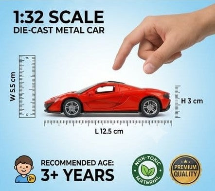 1:32 Scale Red Die-Cast Sports Car Toy with Pull-Back Action & Alloy Wheels